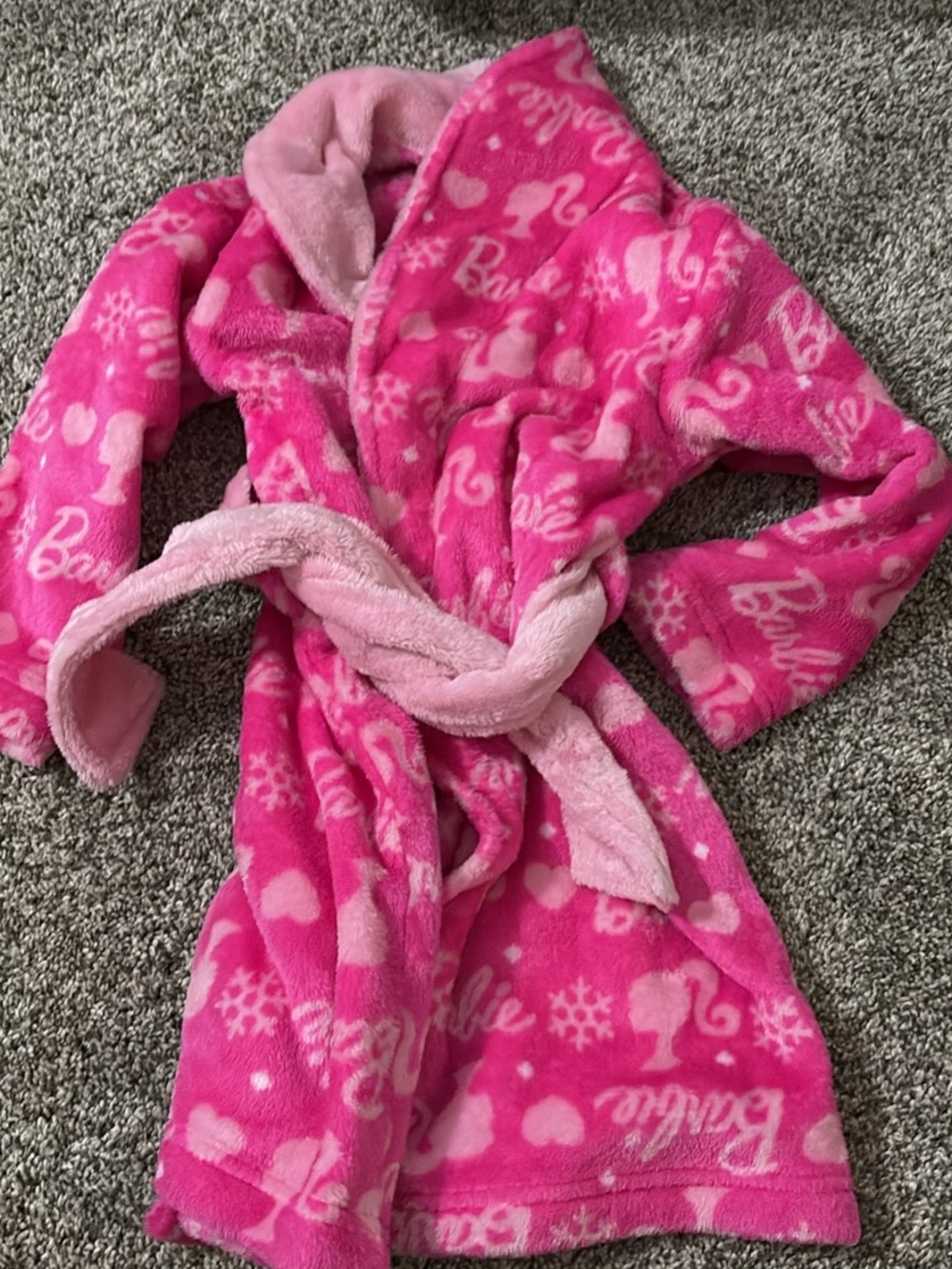 Barbie Plush Pink Logo & Icon Hooded Robe